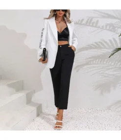 Letter Print Long Sleeve Lapel Suit Coat Button Blazer Wholesale Womens Tops N5323030300070 -Women Clothing Sales Store ebf6a68a0776483e98b5afbd014972ef