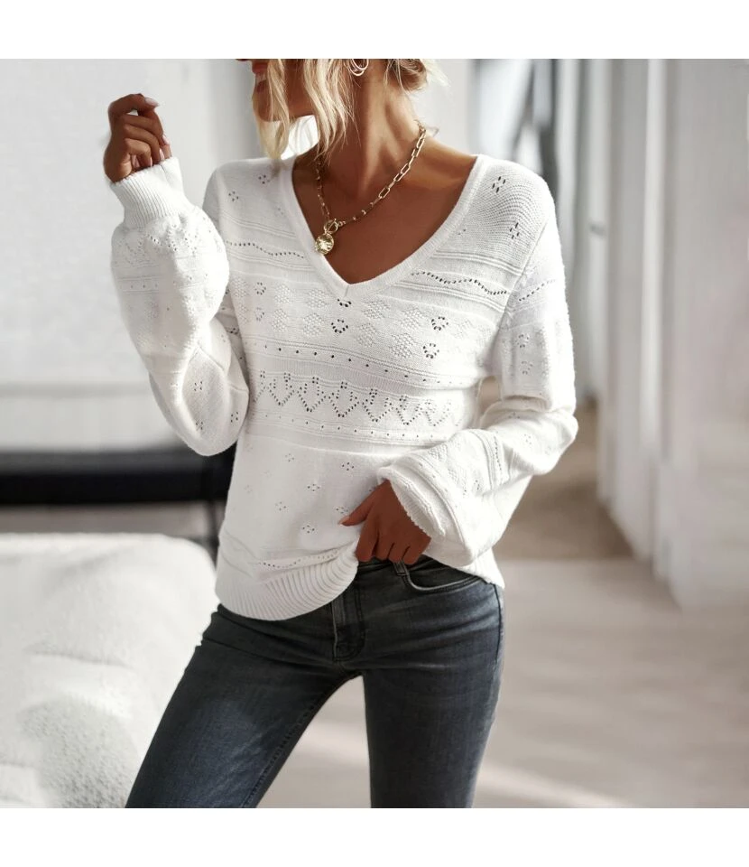 Casual V-Neck Solid Color Long Sleeve Wholesale Sweaters STN562371 1 Casual V-Neck Solid Color Long Sleeve Wholesale Sweaters STN562371