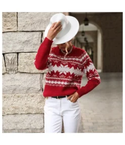Xmas V-Neck Knit Women Wholesale Sweater SSW190574