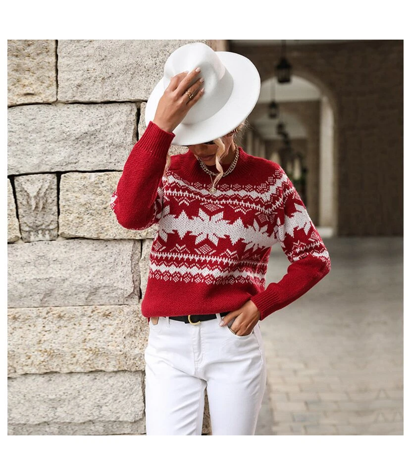 Xmas V-Neck Knit Women Wholesale Sweater SSW190574 1 Xmas V-Neck Knit Women Wholesale Sweater SSW190574