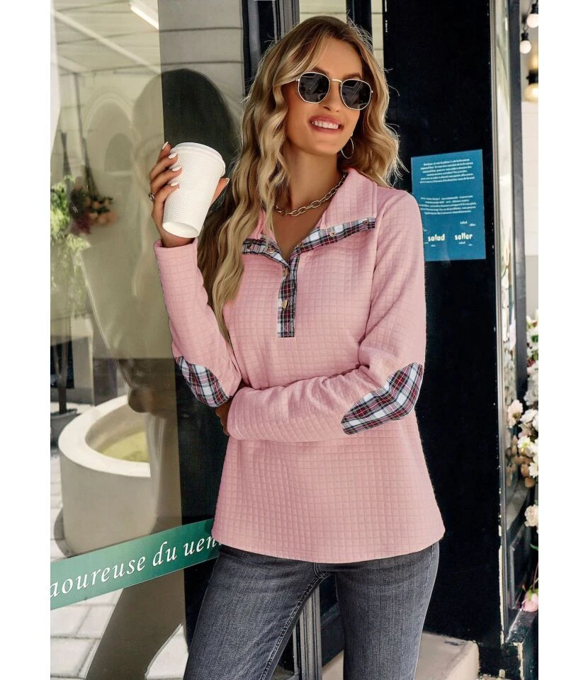 Fashion Casual POLO Neck Long Sleeve Splicing Sweatershirt Wholesale Women Clothing STN562366 5 Fashion Casual POLO Neck Long Sleeve Splicing Sweatershirt Wholesale Women Clothing STN562366 - Image 5