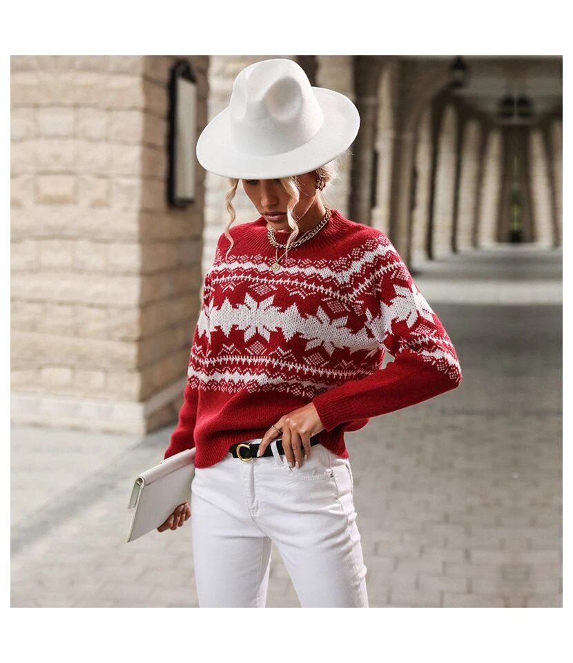 Xmas V-Neck Knit Women Wholesale Sweater SSW190574 4 Xmas V-Neck Knit Women Wholesale Sweater SSW190574 - Image 4