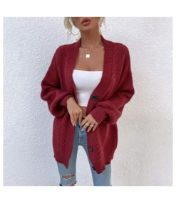 Solid Color Lantern Sleeves Wholesale Cardigan SS200009