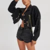 Wholesale Chain Backless Denim Short Jacket SW180675