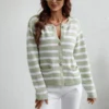 Striped Loose Casual Knitted Cardigan Single-Breasted Sweater Wholesale Womens Tops SSWN536304
