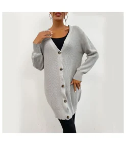 Buttoned Fashion Solid Long Sleeve Versatile Simple Sweater Long Cardigan Wholesale Women'S Top SSWV463550