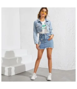 Short With Tassels Design Denim Jacket For Women Coats And Jackets ST180645