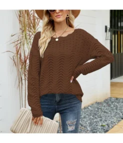 Solid Color Hollow Pullover Knit Sweater Wholesale Women'S Top N4623052600015 -Women Clothing Sales Store fe8435843a3342c99d69b00e01294d52 4