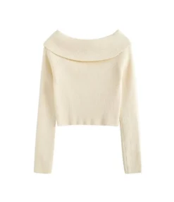 One Word-Neck Knitwear Slim Fit Long-Sleeve Cropped Sweater Wholesale Womens Tops STN537996 -Women Clothing Sales Store febc4af1 d056 4ed1 84a5 d7733b8cb703 39cdee322a9c05af54374ae8731ef3a1