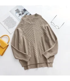 Solid Color Off-Shoulder Knitted Women'S Long-Sleeved Round Neck Wholesale Sweaters SSW5110516 -Women Clothing Sales Store img 0071 1