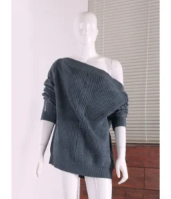 Trendy Lantern Sleeve Off Shoulder Knit Sweater Wholesale SS030682 -Women Clothing Sales Store img 3819 1