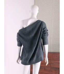 Trendy Lantern Sleeve Off Shoulder Knit Sweater Wholesale SS030682 -Women Clothing Sales Store img 3824 1