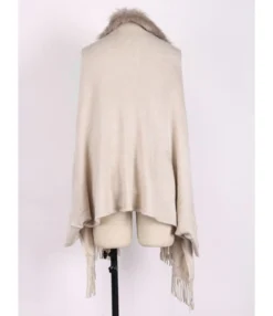 Faux Fur Collar Fringe Trim Cardigan -Women Clothing Sales Store img 4284